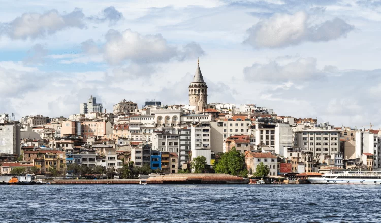 View of Galata Tower and Karaköy viewed from the Bosphorus