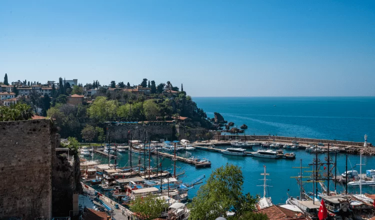 a harbor with yachts