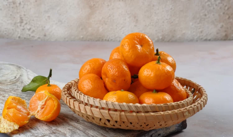 a basket of tangerines