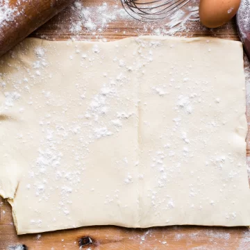 phyllo dough sprinkled on the table