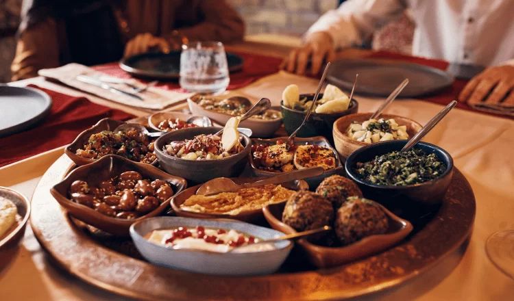 plates with various appetizers on the table