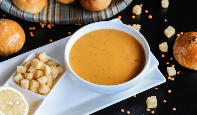 An image with ezogelin soup in a bowl