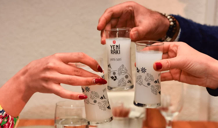 drinking raki in a tavern environment