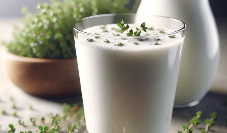 A glass of ayran representing traditional Turkish thyme ayran