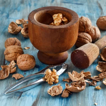 Walnuts in the grater bowl
